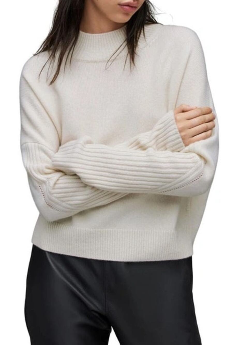 ALLSAINTS Orion cream cashmere wool pullover jumper sweater WOMENS SMALL